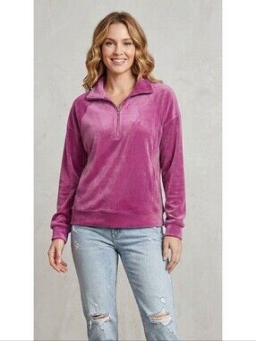 Wild Fable Velour Quarter  zip pullover Purple Size S